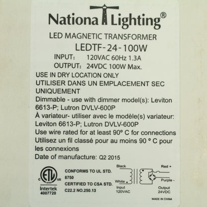 Nationa Lighting 100W LED Magnetic Transformer LEDTF-24-100W
