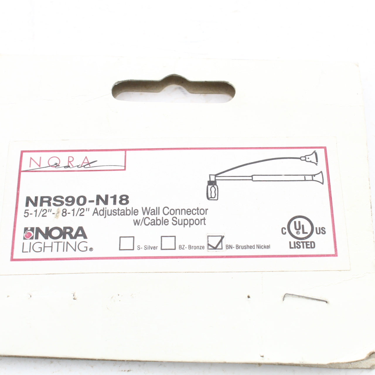 Nora Lighting NRS90-N18BN Adjustable Connector Rail Track