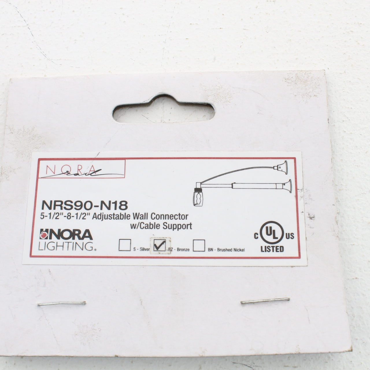 Nora Lighting NRS90-N18BZ Bronze 5.5"-8.5" Adjustable Rail Light Wall Connector