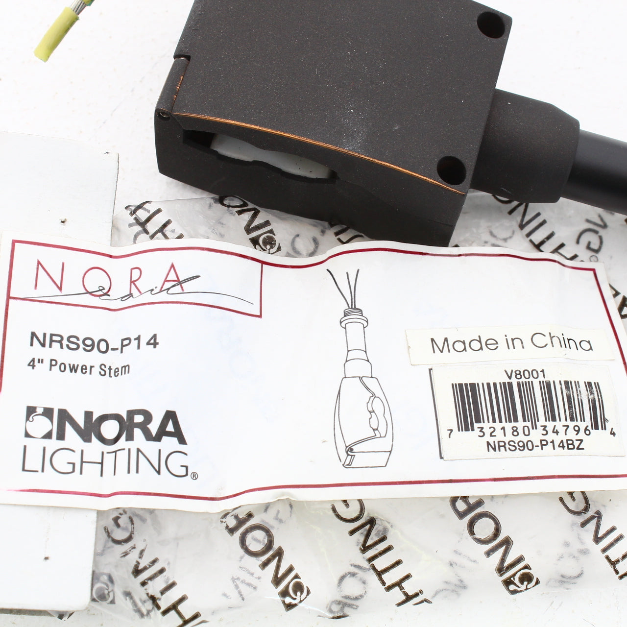 Nora Lighting Flexible Rail 4" Power Stem Bronze NRS90-P14BZ