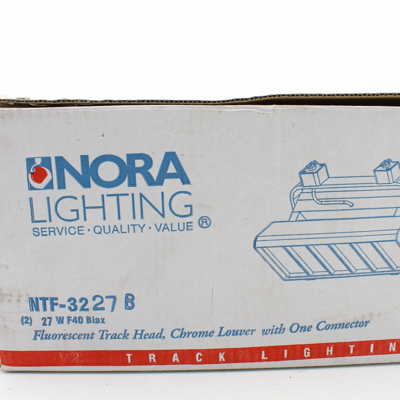 Nora Track Light NTF-3227B Black Chrome Louver 2-Light w/ Electronic Ballast