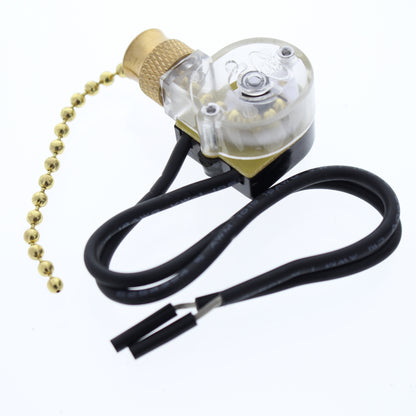 NSI 75101CW Pull Chain Switch On/Off Circuit Function SPST Brass Actuator