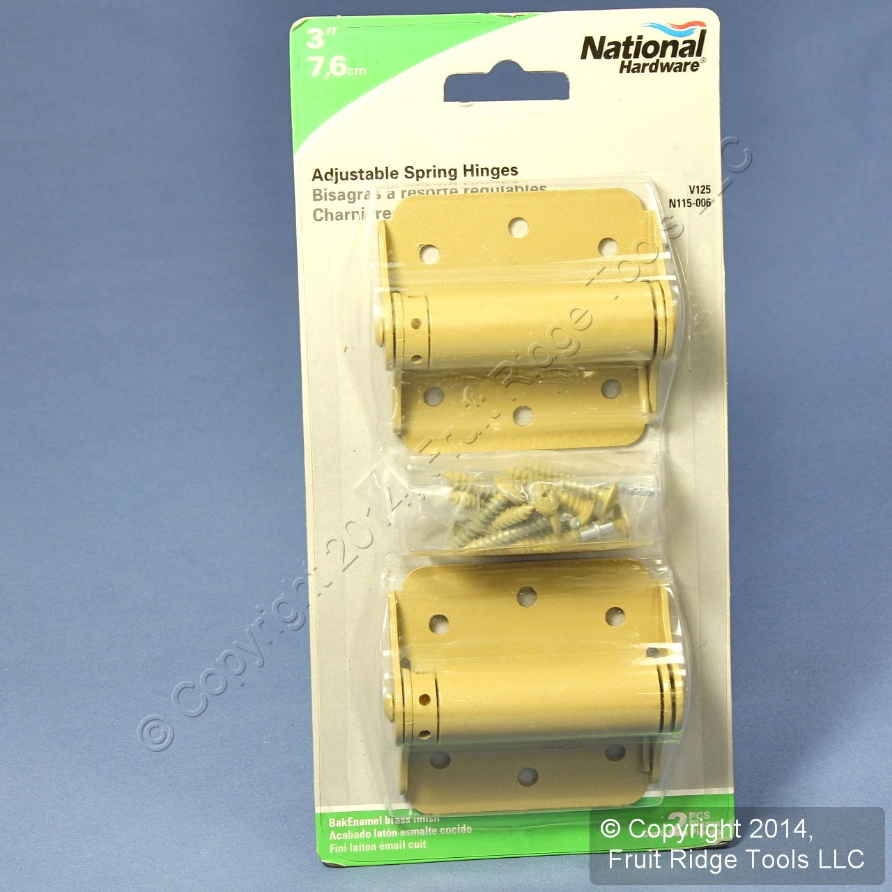 National N115-006 Full-Surface BakEnamel Steel 3" Adjustable Spring Hinges 2pk