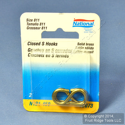 2 Solid Brass Hanging 1-1/4" Ceiling SuspEnded Closed S-Hooks V2073 N121-459