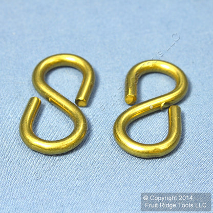 2 Solid Brass Hanging 1-1/4" Ceiling SuspEnded Closed S-Hooks V2073 N121-459