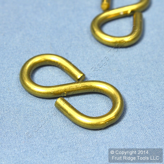 2 Solid Brass Hanging 1-1/4" Ceiling SuspEnded Closed S-Hooks V2073 N121-459