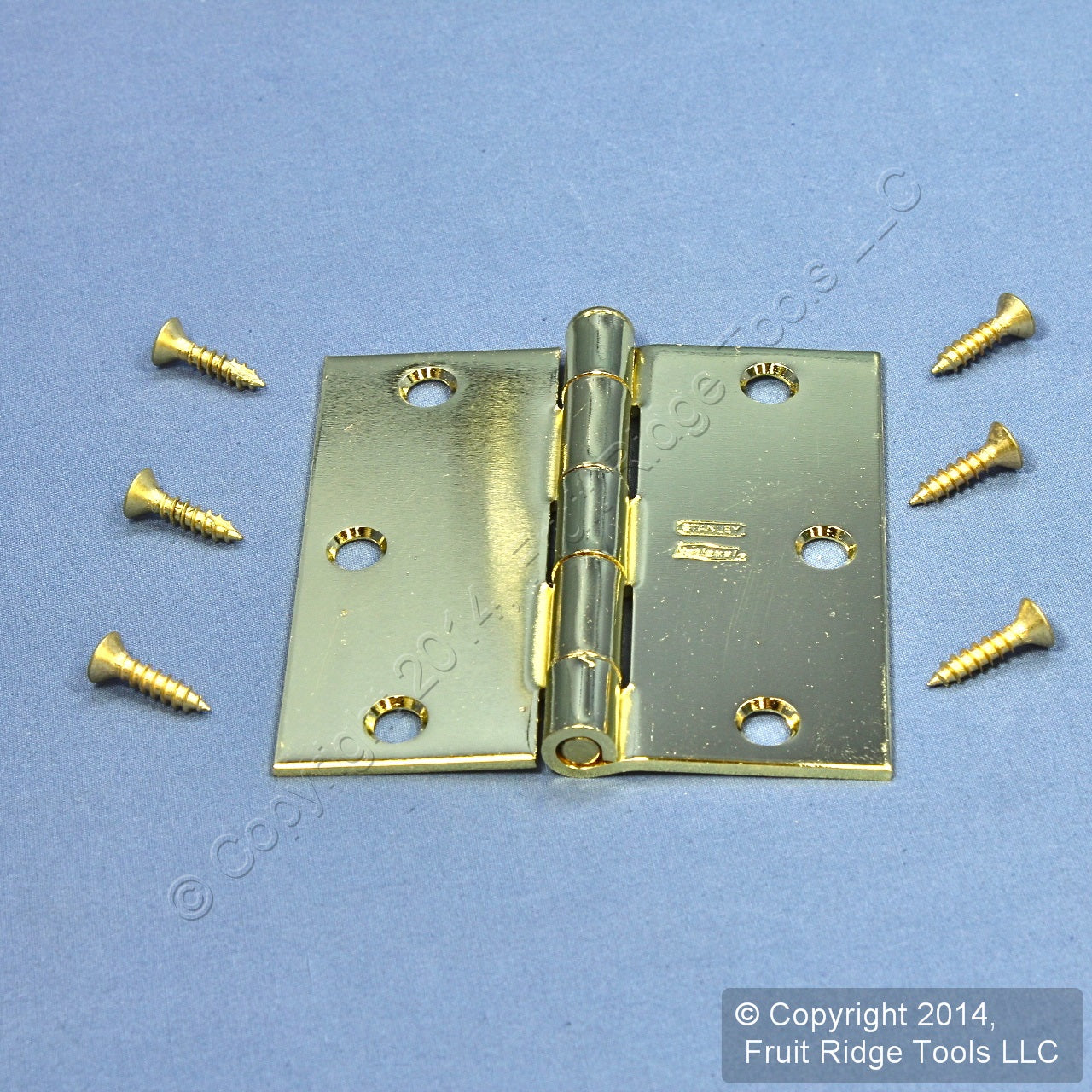 Bright Brass Finish Steel 3-1/2" Removable Pin Interior Door Hinge N190-082