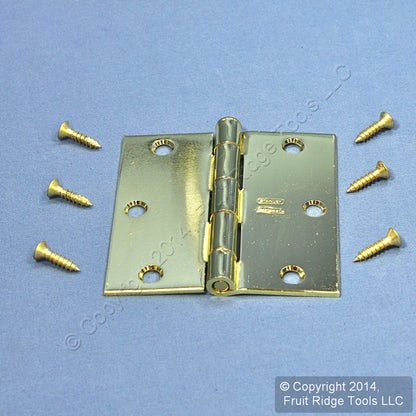 Bright Brass Finish Steel 3-1/2" Removable Pin Interior Door Hinge N190-082