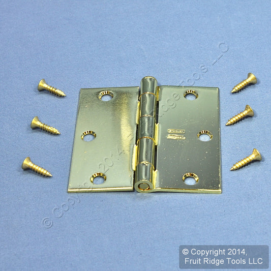 Bright Brass Finish Steel 3-1/2" Removable Pin Interior Door Hinge N190-082