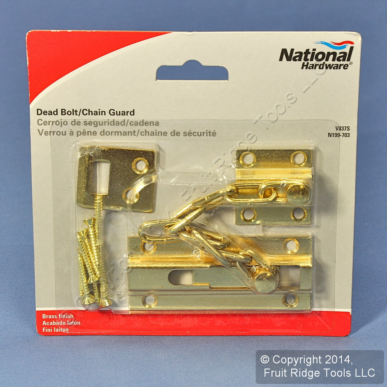 National Hardware Brass Dead Bolt Sliding Chain Lock Door Guard V837S N199-703