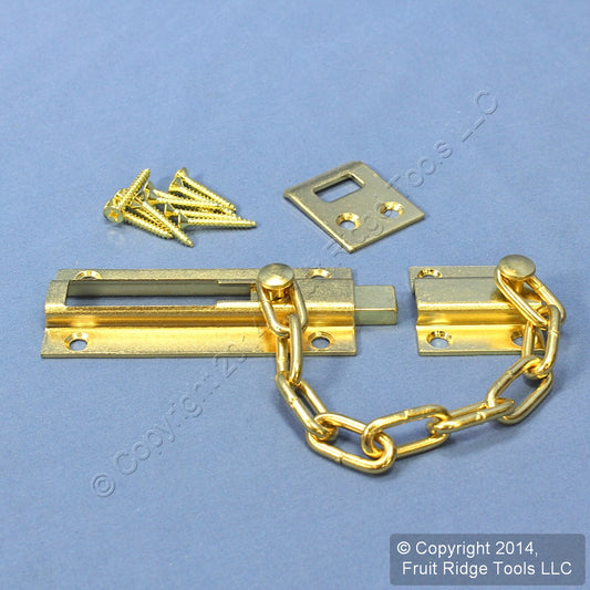 National Hardware Brass Dead Bolt Sliding Chain Lock Door Guard V837S N199-703