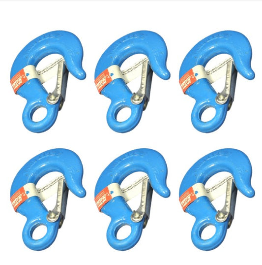 6 National Hardware Forged Steel Blue 5/16" Eye Slip Hooks With Latch N265-512