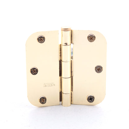 National N266-247 Removable Pin Door Hinge Brass Finish Steel 3.5" with Screws