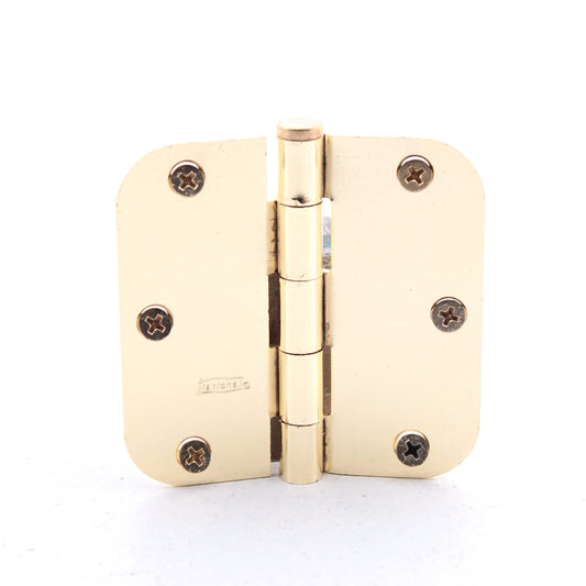 National N266-247 Removable Pin Door Hinge Brass Finish Steel 3.5" with Screws