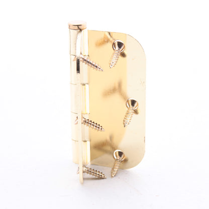 National N266-247 Removable Pin Door Hinge Brass Finish Steel 3.5" with Screws