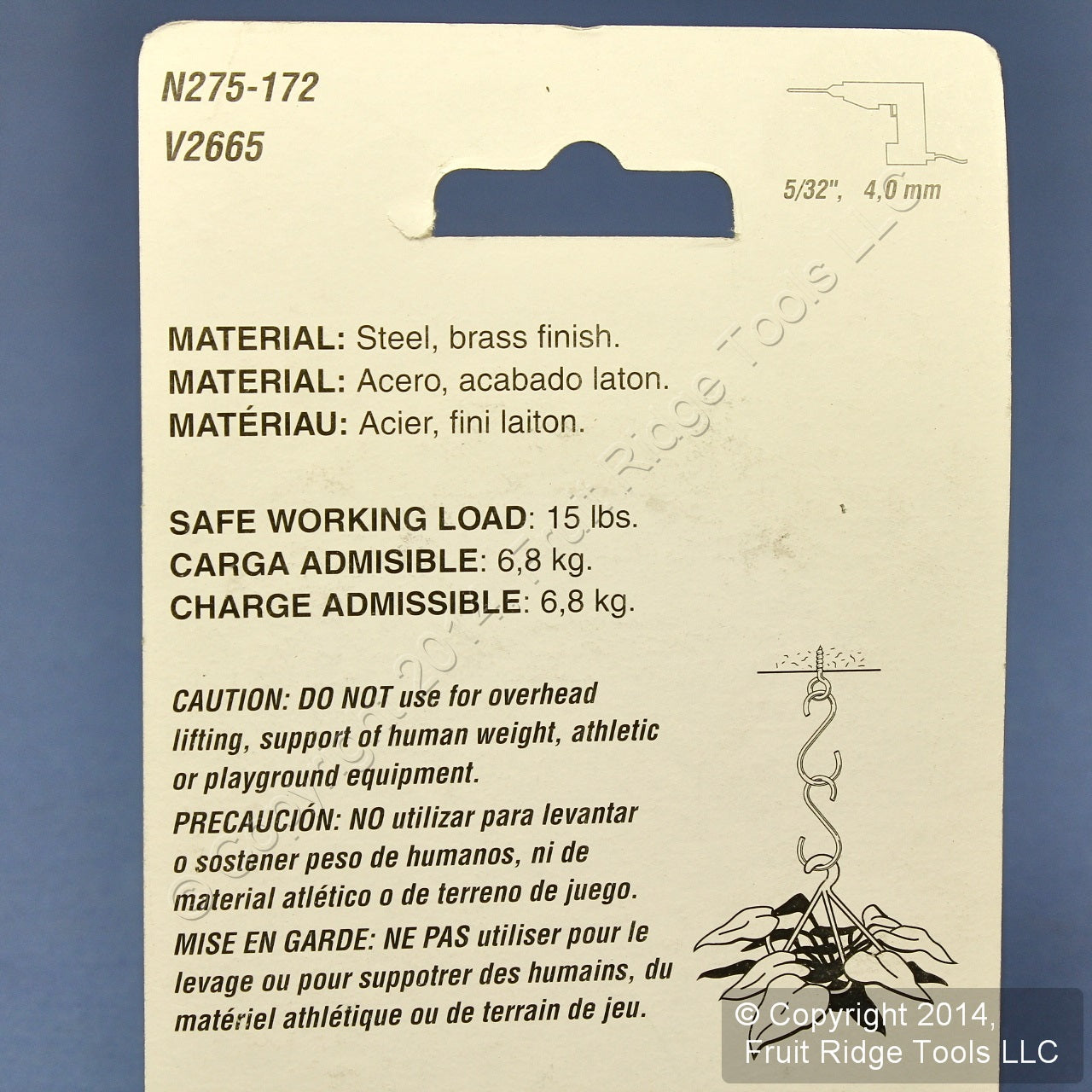 Brass Finish Steel 6" Ceiling SuspEnded Large S-Hooks + Screw Eye V2665 N275-172