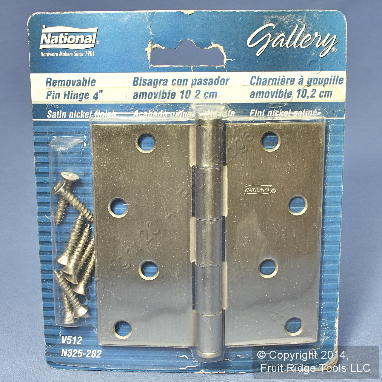 National N325-282 Satin Nickel Finish Steel 4" Removable Pin Interior Door Hinge