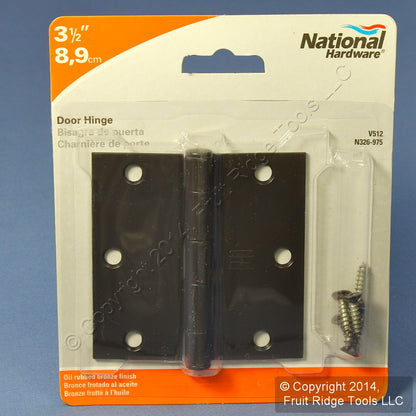 National Hardware N326-975 Bronze Oil Rubbed Steel 3.5" Hinge Removable Pin 2pcs