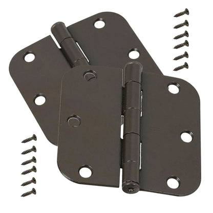 National Hardware N331-587 Bronze Oil Rubbed Steel Round Corner 3.5" Hinge 2Pack