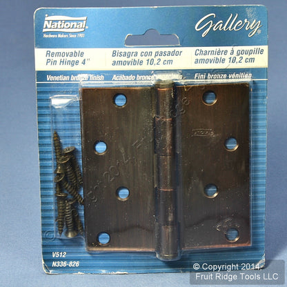 Antique Bronze Steel 4" Removable Pin Modern Cabinet Door Butt Hinge N336-826