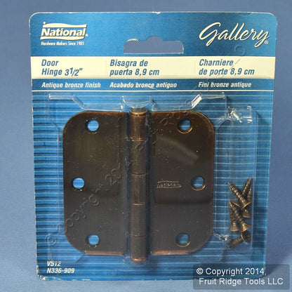 Antique Bronze Steel Round Corner 3-1/2" Interior Door Hinge Hardware N336-909