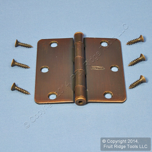 Antique Bronze Finish Steel 1/4" Rounded Corner 3.5" Cabinet Door Hinge N337-063