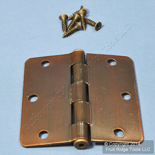 Antique Bronze Finish Steel 1/4" Rounded Corner 3.5" Cabinet Door Hinge N337-063
