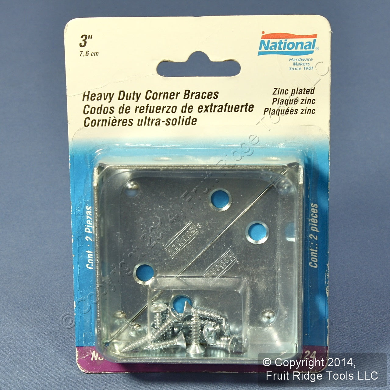 National Hardware N337-683 Zinc Plated 3" Heavy Duty Corner Joint Braces 2pcs
