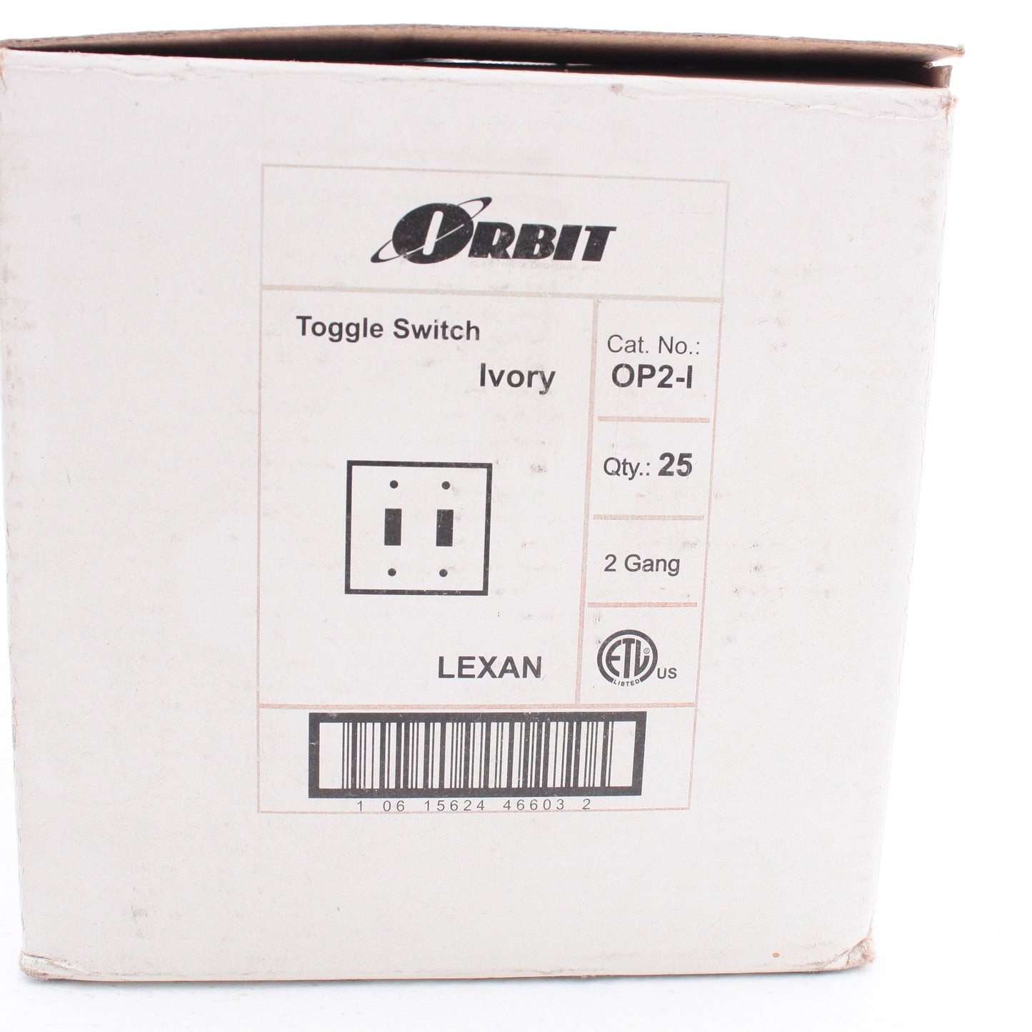 25 Unbreakable Orbit Ivory 2-Gang Switch Wallplates