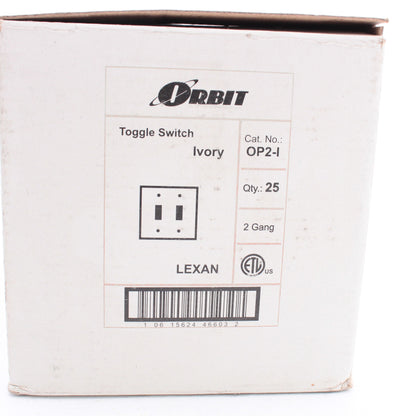 25 Unbreakable Orbit Ivory 2-Gang Switch Wallplates