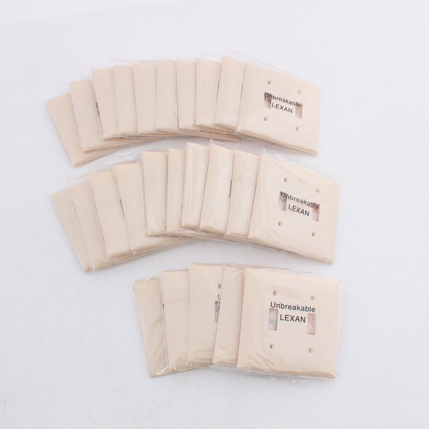 25 Unbreakable Orbit Ivory 2-Gang Switch Wallplates