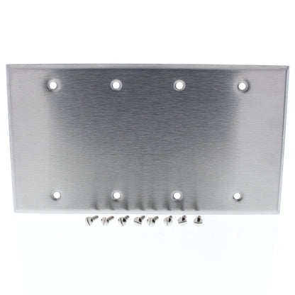 Orbit OS43 Brushed Stainless Steel Blank 4-Gang Wallplate OS43