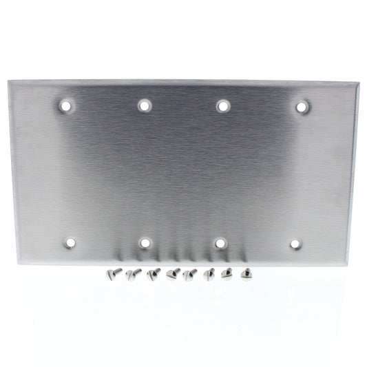 Orbit OS43 Brushed Stainless Steel Blank 4-Gang Wallplate OS43