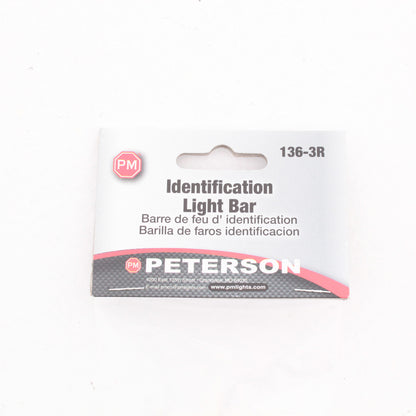 Peterson 136-3R 15.5" Thin-Line Trailer Light Bar Black Steel Base 3-Red Lens