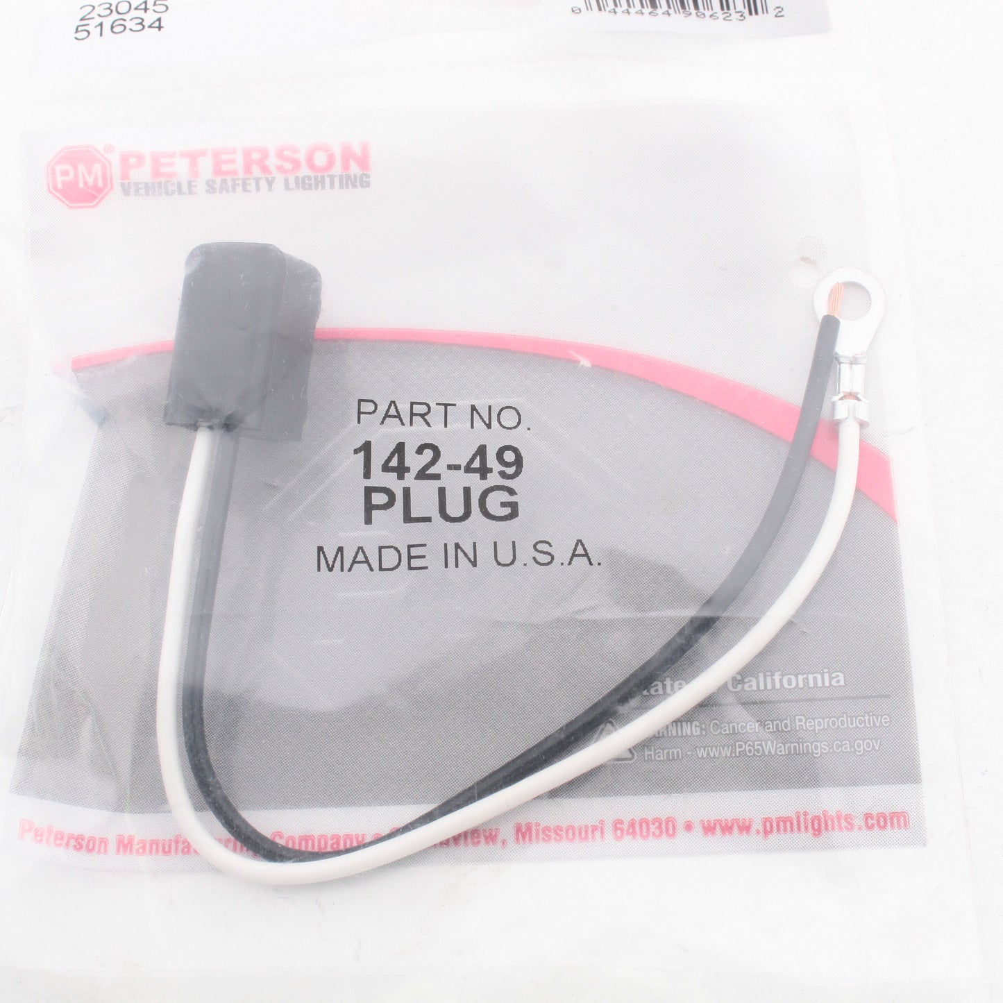 Peterson 142-49 6" Replacement Lens Plug Maker Light 2-Wire Lead for 142 Series