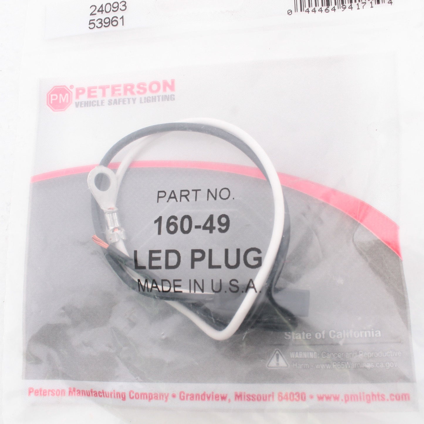 Peterson 16049 Right-Angle LED Two 8" Wire Plug for 155, 157 & 160 Series