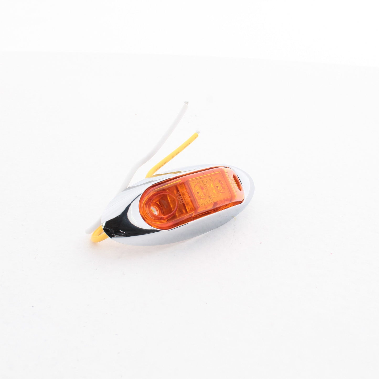 Peterson 168XAMV Amber LED Marker Clearance 3.95" Oblong Chrome Bezel Multi-Volt