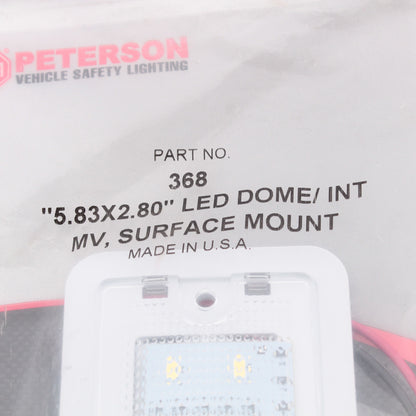Peterson 368 White Rectangle LED Dome Interior Light Clear Lens