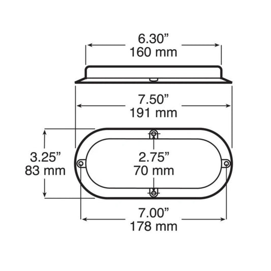 Peterson 423R-4 Red LED Rear Turn Oval Surface Mount w/ Flange 7.5" x 3/3"