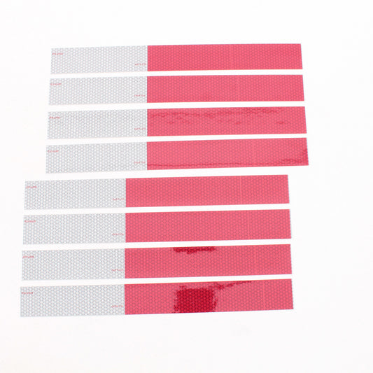 8pc Peterson 465K High Bright Red White Reflective Marker Tape 2"x18" Adhesive