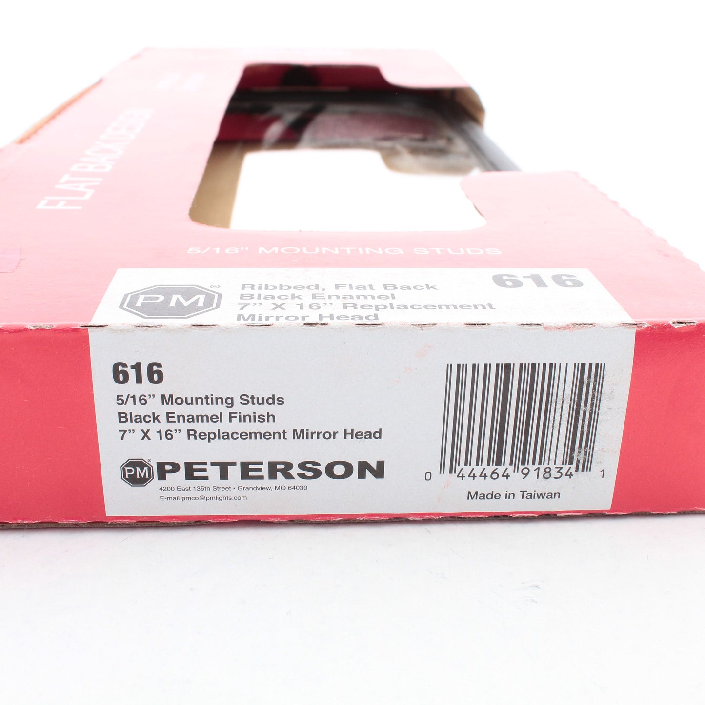 Peterson 616 Black 6" x 16" West Coast Mirror Head Universal