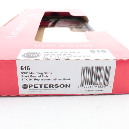 Peterson 616 Black 6" x 16" West Coast Mirror Head Universal