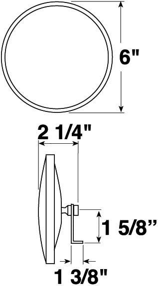 Peterson #655 Stainless-Steel 6" Convex Glass Mirror Head Clamps to Assembly Arm