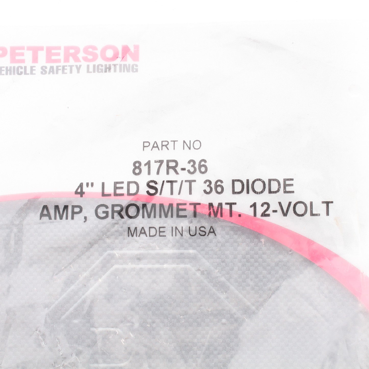 Peterson 817R36 4" LED Stop Turn Tail Light Red Round AMP Grommet Mount