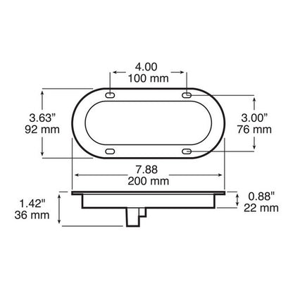 Peterson 821A22 6" Amber Oval LED Stop Turn Park Tail Light Grommet Mount