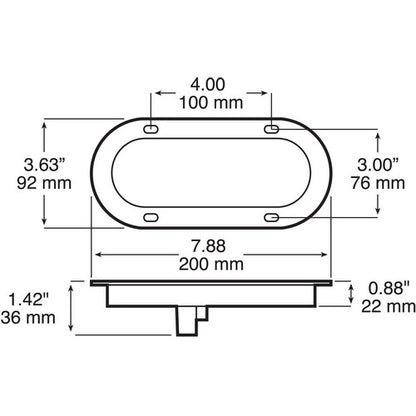 Peterson 822R7 Red LumenX Oval LED Stop Turn Tail Light PL3 Housing Flange Mount