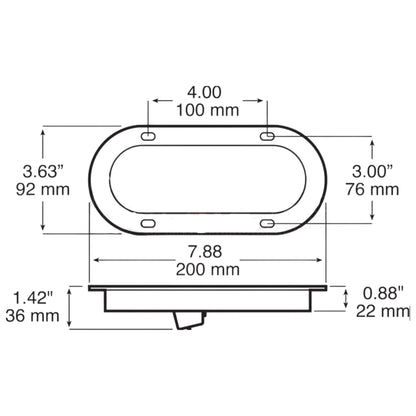 Peterson 823KC-10 Lumenx Clear Oval LED Stop Turn & Tail Light AMP Flange Mount