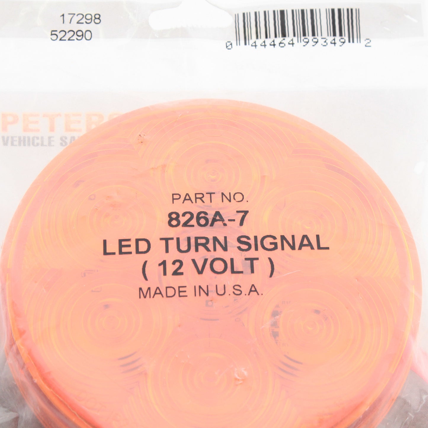Peterson 826A-7 Amber LumenX 4" Round LED Front Rear Turn Signal Grommet Mount
