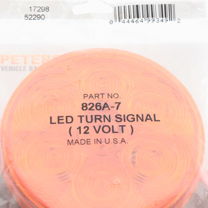 Peterson 826A-7 Amber LumenX 4" Round LED Front Rear Turn Signal Grommet Mount