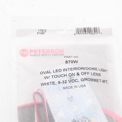 Peterson 870W Clear LumenX Oval LED Interior Dome Light Touch 400 Lumens